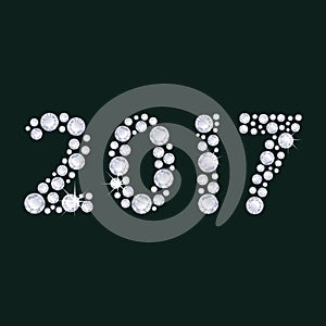 2017 Diamonds numbers with reflection. Happy New Year.