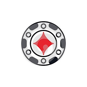 Diamonds Poker Chip vector concept solid icon or symbol