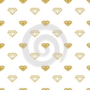 Diamonds seamless pattern. Vector girly background with gold brilliants.