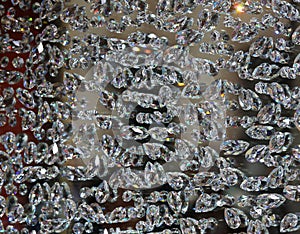 Diamonds shimmering on the mirror in the jewelry store