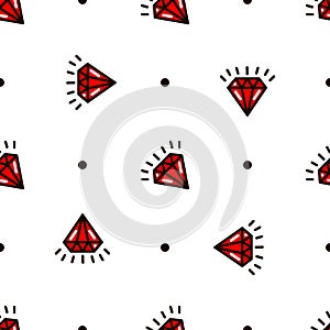 diamonds in the style of old school tattoo pattern
