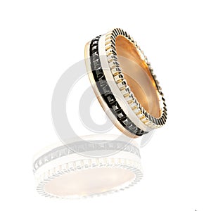 Diamonds Wedding three colors Ring group on white isolated cartier macro