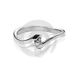 Diamonds Wedding three colors Ring on white isolated background macro diamond zircon stone