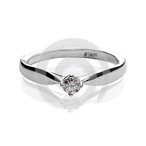 Diamonds Wedding three colors Ring on white isolated background macro diamond zircon stone