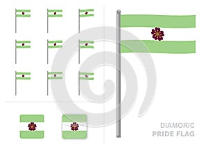 Diamoric Pride Flag Waving Animation App Icon Vector photo
