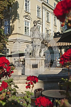 Diana fountain in Lviv