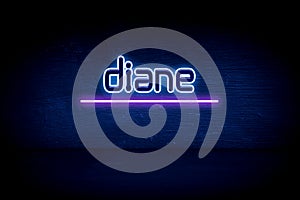 Diane - blue neon announcement signboard