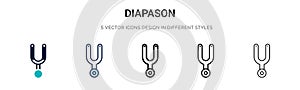 Diapason icon in filled, thin line, outline and stroke style. Vector illustration of two colored and black diapason vector icons