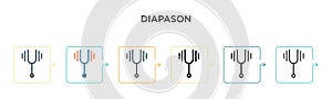 Diapason vector icon in 6 different modern styles. Black, two colored diapason icons designed in filled, outline, line and stroke