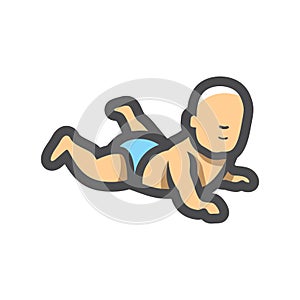 Diaper cute Baby Vector icon Cartoon illustration
