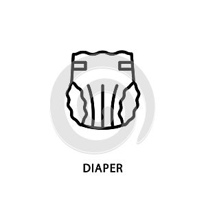 Diaper flat line icon. Vector illustration baby nappy.