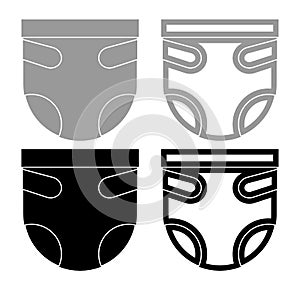 Diaper or nappy iconset grey black color Illustration