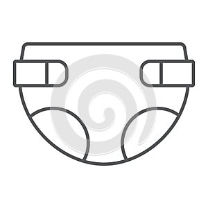 Diaper thin line icon, baby and nappy, hygiene sign, vector graphics, a linear pattern on a white background.