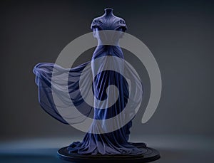 diaphanous indigo gauzy gown. AI generation photo