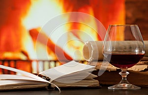 Diary and brandy glass