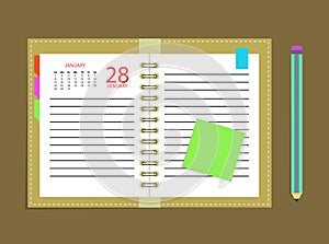 Diary calendar appointment book schedule pencil