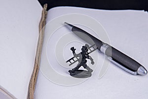 Diary without content with chimney sweep with chimney