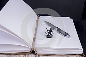 Diary without content with chimney sweep with chimney