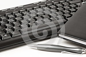 Diary on the keyboard.