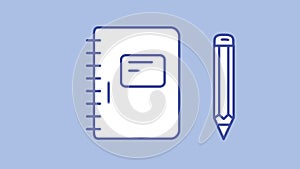 Diary with pencil line icon on the alpha channel