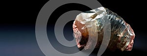 Diaspore is a rare precious natural stone on a black background. AI generated. Header banner mockup with space. photo