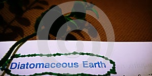 diatomaceous earth biological word written on english language on white background photo