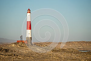 Diaz Point lighthouse in Luderitz town Namibia against the blue sky during the daytime