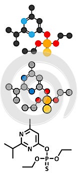 Diazinon (dimpylate) organophosphate insecticide molecule