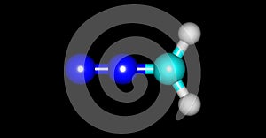 Diazomethane molecular structure isolated on black