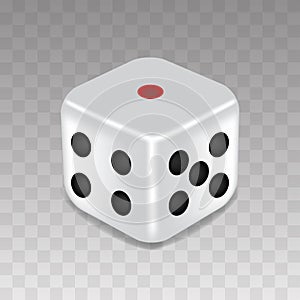 Dice 3D vector illustration in closeup isolated on transparency