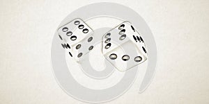 Dice cartoon of black outline isolated on white paper background