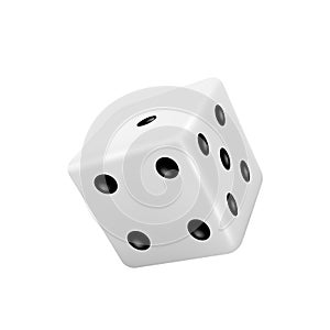 Dice, casino game cube, 3d die white and black isolated realistic. Dice or crap for poker gambling