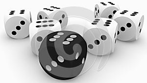 Dice concept in black and white
