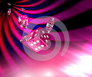 Dice concept with Gambling chips flying