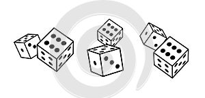 Dice cube line icon. Outline casino dice vector gamble illustration line icon.