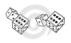 Dice cube line icon. Outline casino dice vector gamble illustration line icon.