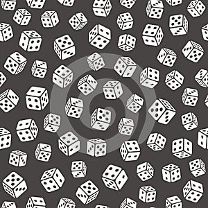 Dice cubes seamless pattern.Casino gambling background. Vector texture