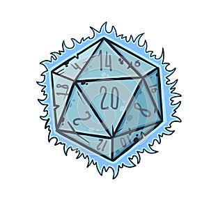 Dice d20 for playing Dnd. Dungeon and dragons board game.