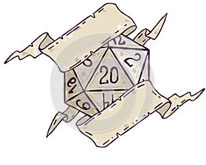 Dice d20 for playing Dnd. Dungeon and dragons board game.