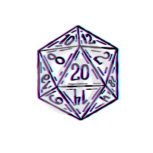 Dice d20 for playing Dnd. Dungeon and dragons board game. Cartoon outline drawn illustration