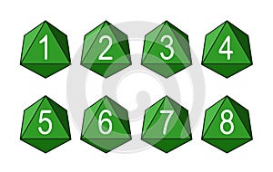 Dice of eight faces set