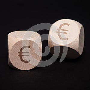 Dice with euro symbol