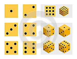 Dice faces and isometric template