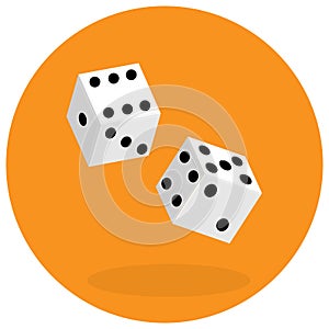 Dice flat icon. Two game dices. Vector