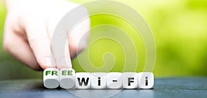 Dice form the expression `free WiFi`.