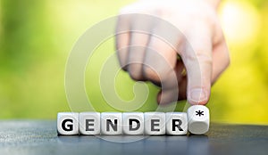 Dice form the expression `gender*` gender star. A symbol for a gender equitable administrative language in Germany. photo