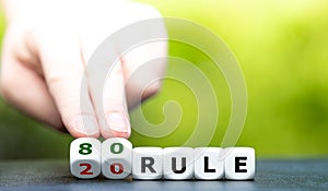 Dice form the expression Dice form the expression `80 20 rule` also known as the Pareto principle. photo