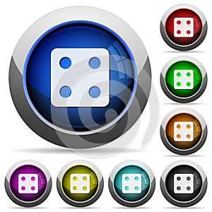 Dice four round glossy buttons
