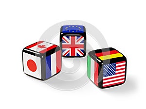 Dice with G7 flags