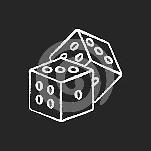 Dice games chalk white icon on black background